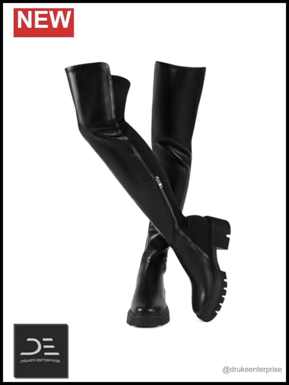 Suede Over the Knee Boots Platform Chunky Heel Stretch Zip